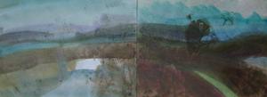 Nemochovice - spring 2008, aquarel, 21 x 56 cm
